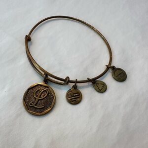 Alex and Ani Gold Charm Bangle Bracelet with a L charm